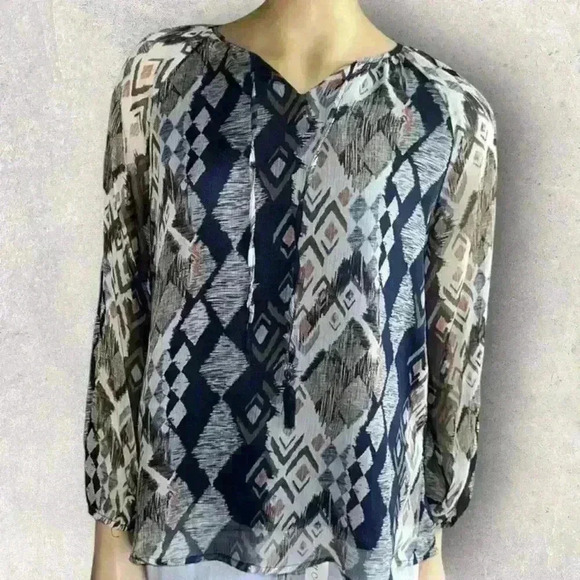 Hayden Los Angeles women’s long sleeve business casual printed top size S - Picture 2 of 9